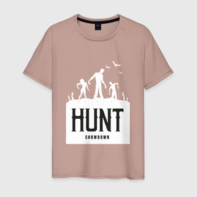 Мужская футболка хлопок с принтом Выходим на охоту в Тюмени, 100% хлопок | прямой крой, круглый вырез горловины, длина до линии бедер, слегка спущенное плечо. | game | games | hunt showdown | зомби | игра | игры