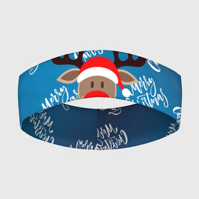 Повязка на голову 3D с принтом Merry Christmas Олень с подарком. в Кировске,  |  | 2022 | happy new year | merry christmas | год тигра | зима близко | нг | новогодний | новый год | новый год 2022 | олень | рождество | символ 2022 года | снег | снежинки
