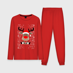 Мужская пижама хлопок (с лонгсливом) с принтом Олень с новогодним подарком. в Курске,  |  | 2022 | merry christmas | год тигра | зима близко | нг | новогодний | новый год | новый год 2022 | олень | рождество | символ 2022 года | снег | снежинки | тигр