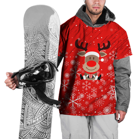 Накидка на куртку 3D с принтом Снежинки летящие и Олень с подарком. в Тюмени, 100% полиэстер |  | Тематика изображения на принте: 2022 | happy new year | merry christmas | год тигра | зима близко | нг | новогодний | новогодний тигр | новый год | новый год 2022 | олень | рождество | символ 2022 года | снег | снежинки