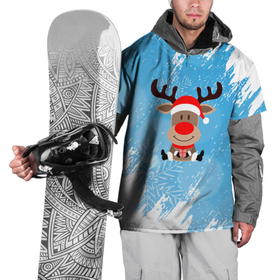 Накидка на куртку 3D с принтом Зимний олень с подарком в Тюмени, 100% полиэстер |  | 2022 | happy new year | merry christmas | год тигра | зима близко | нг | новогодний | новый год | новый год 2022 | олень | рождество | символ 2022 года | снег | снежинки