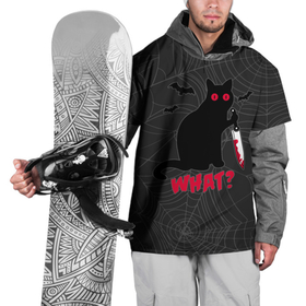 Накидка на куртку 3D с принтом What Кот убийца в Курске, 100% полиэстер |  | bats | blood | cat | halloween | killer | maniac | what | with a knife | кот | кошка | кровь | летучие мыши | с ножом | хеллоуин | что