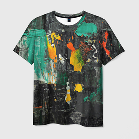 Мужская футболка 3D с принтом Пятна краски. в Белгороде, 100% полиэфир | прямой крой, круглый вырез горловины, длина до линии бедер | абстракция | живопись | краски | масло | пятна | рисунок
