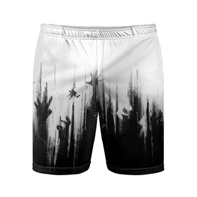 Мужские шорты спортивные с принтом Dying Light  2 ,  |  | dying light | dying light 2 | граффити | игры | черно белые