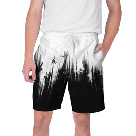 Мужские шорты 3D с принтом Dying Light  2 в Санкт-Петербурге,  полиэстер 100% | прямой крой, два кармана без застежек по бокам. Мягкая трикотажная резинка на поясе, внутри которой широкие завязки. Длина чуть выше колен | dying light | dying light 2 | граффити | игры | черно белые