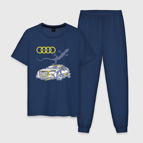 Мужская пижама хлопок с принтом Audi Quattro   зачётное точило в Петрозаводске, 100% хлопок | брюки и футболка прямого кроя, без карманов, на брюках мягкая резинка на поясе и по низу штанин
 | 4х4 | audi | car | germany | lizard | off road | power | prestige | автомобиль | ауди | германия | мощь | престиж | ящерица