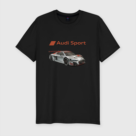 Мужская футболка хлопок Slim с принтом Audi sport   racing team , 92% хлопок, 8% лайкра | приталенный силуэт, круглый вырез ворота, длина до линии бедра, короткий рукав | audi | car | germany | motorsport | power | prestige | автомобиль | автоспорт | ауди | германия | мощь | престиж