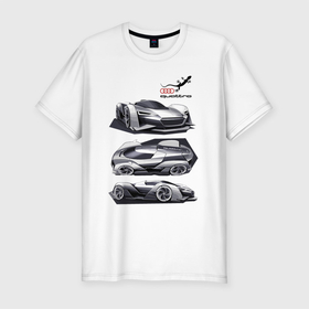 Мужская футболка хлопок Slim с принтом Audi motorsport concept sketch в Тюмени, 92% хлопок, 8% лайкра | приталенный силуэт, круглый вырез ворота, длина до линии бедра, короткий рукав | audi | car | germany | motorsport | power | prestige | quattro | sketch | автомобиль | автоспорт | ауди | германия | мощь | престиж | эскиз