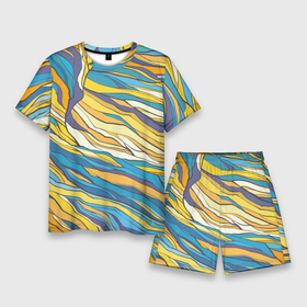Мужской костюм с шортами 3D с принтом Красивые абстрактные волны в Кировске,  |  | абстракция | волны | живопись | изгибы | линии
