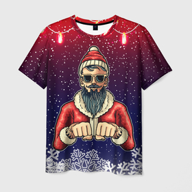 Мужская футболка 3D с принтом В какой в Петрозаводске, 100% полиэфир | прямой крой, круглый вырез горловины, длина до линии бедер | new year | арт | графика | дед мороз | зима | новый год | рождество | санта