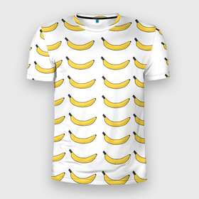 Мужская футболка 3D Slim с принтом Крупный Банановый рай в Екатеринбурге, 100% полиэстер с улучшенными характеристиками | приталенный силуэт, круглая горловина, широкие плечи, сужается к линии бедра | fyfy | fyfys | hfq | банановыйрай | бананы | рай