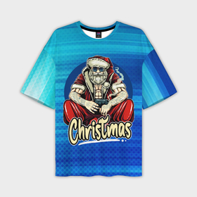 Мужская футболка OVERSIZE 3D с принтом Санта криминалиус в Кировске,  |  | new year | арт | графика | дед мороз | зима | новый год | рождество | санта
