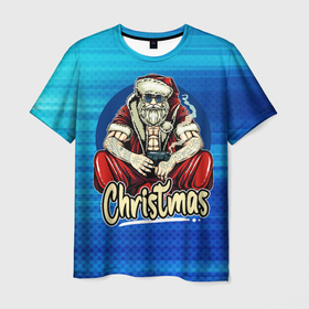 Мужская футболка 3D с принтом Санта криминалиус в Кировске, 100% полиэфир | прямой крой, круглый вырез горловины, длина до линии бедер | new year | арт | графика | дед мороз | зима | новый год | рождество | санта