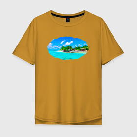 Мужская футболка хлопок Oversize с принтом Пляж Bounty , 100% хлопок | свободный крой, круглый ворот, “спинка” длиннее передней части | море | одежда к лету | одежда на отдых | одежда с морем | океан | пляж | пляжная одежда | пляжная тематика