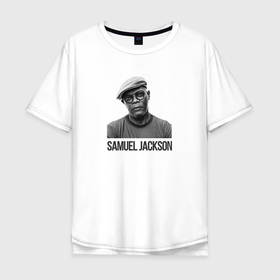 Мужская футболка хлопок Oversize с принтом Сэмюэл Лерой Джексон в Тюмени, 100% хлопок | свободный крой, круглый ворот, “спинка” длиннее передней части | актер | америка | вашингтон | джексон | лерой | оскар | продюсер | сша | сэмюэл