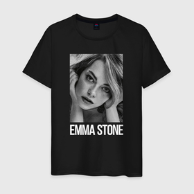 Мужская футболка хлопок с принтом Эмма Стоун в Екатеринбурге, 100% хлопок | прямой крой, круглый вырез горловины, длина до линии бедер, слегка спущенное плечо. | emma stone | актриса | америка | аризона | звезда | популярность | рыжая | скоттсдейл | сша | эмма стоун
