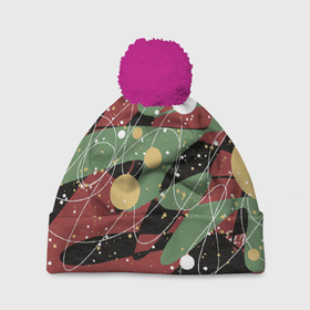 Шапка 3D c помпоном с принтом Новогодняя композиция в Тюмени, 100% полиэстер | универсальный размер, печать по всей поверхности изделия | абстракция | новогодние украшения | новый год | праздник | узоры