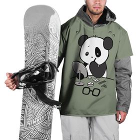 Накидка на куртку 3D с принтом Панда красит глаза , 100% полиэстер |  | Тематика изображения на принте: bear | eyes | in front of the mirror | paints | panda | глаза | красит | медведь | панда | перед зеркалом