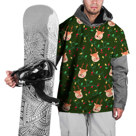 Накидка на куртку 3D с принтом НОВОГОДНИЙ ОЛЕНЬ | GREEN в Тюмени, 100% полиэстер |  | Тематика изображения на принте: 2022 | christmas | new year | елка | новый год | рождество | свитер