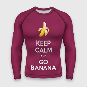 Мужской рашгард 3D с принтом Keep calm and go banana в Новосибирске,  |  | banana | fruit | joke | keep calm and go banana | royal motto | банан | иди на банан | королевский девиз | успокойся | фрукт | шутка