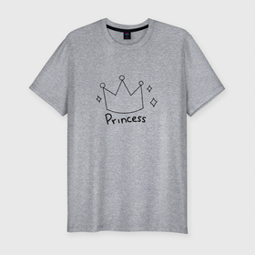 Мужская футболка хлопок Slim с принтом Корона принцессы в Екатеринбурге, 92% хлопок, 8% лайкра | приталенный силуэт, круглый вырез ворота, длина до линии бедра, короткий рукав | корона | леди | любовь | маленькая | подарок