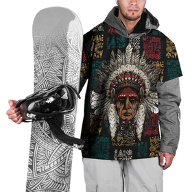 Накидка на куртку 3D с принтом Эхо прошлого_индеец в Новосибирске, 100% полиэстер |  | граифка | индеец | тотем | узор | фэнтези