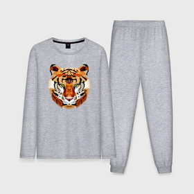 Мужская пижама хлопок (с лонгсливом) с принтом ГЕОТИГР ,  |  | дикие кошки | новый год | редкие животные | символ года | тигр
