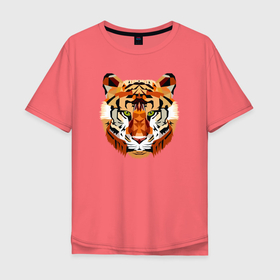 Мужская футболка хлопок Oversize с принтом ГЕОТИГР , 100% хлопок | свободный крой, круглый ворот, “спинка” длиннее передней части | дикие кошки | новый год | редкие животные | символ года | тигр