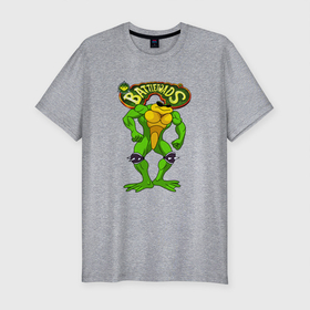 Мужская футболка хлопок Slim с принтом Battletoads Боевые жабы Рэш в Белгороде, 92% хлопок, 8% лайкра | приталенный силуэт, круглый вырез ворота, длина до линии бедра, короткий рукав | battle toads | battletoads | frog | rash | toad | батл тодс | батлтоадс | батлтодс | боевые жабы | жаба | лягушка | реш | рэш