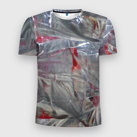 Мужская футболка 3D Slim с принтом Кровавая пленка в Кировске, 100% полиэстер с улучшенными характеристиками | приталенный силуэт, круглая горловина, широкие плечи, сужается к линии бедра | dexter | halloween | декстер | косплей | костюм | кровь | пленка | хелоуин