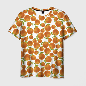 Мужская футболка 3D с принтом Мандарины | Новый Год 2022 в Тюмени, 100% полиэфир | прямой крой, круглый вырез горловины, длина до линии бедер | 2022 | год | запах | новый | праздник