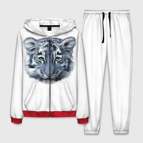 Мужской костюм 3D с принтом Взгляд белого тигра в Кировске, 100% полиэстер | Манжеты и пояс оформлены тканевой резинкой, двухслойный капюшон со шнурком для регулировки, карманы спереди | белый тигр | взгляд | год тигра | зверь | тигр