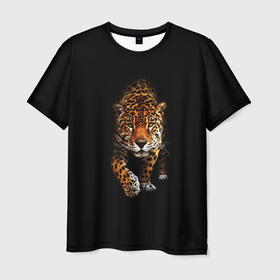 Мужская футболка 3D с принтом Big Cat Leo в Екатеринбурге, 100% полиэфир | прямой крой, круглый вырез горловины, длина до линии бедер | Тематика изображения на принте: animal | cat | leopard | гепард | животные | кот | кошка | леопард | природа | хищник