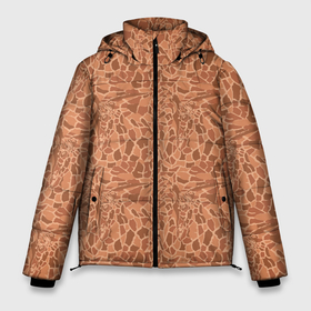 Мужская зимняя куртка 3D с принтом Жирафы на фоне пятен в Новосибирске, верх — 100% полиэстер; подкладка — 100% полиэстер; утеплитель — 100% полиэстер | длина ниже бедра, свободный силуэт Оверсайз. Есть воротник-стойка, отстегивающийся капюшон и ветрозащитная планка. 

Боковые карманы с листочкой на кнопках и внутренний карман на молнии. | animals | safari | zoo | африка | дикая природа | животные | жираф | звери | зоопарк | кожа жирафа | саванна | сафари