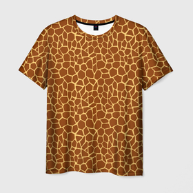 Мужская футболка 3D с принтом Шкура Жирафа (Giraffe) в Кировске, 100% полиэфир | прямой крой, круглый вырез горловины, длина до линии бедер | Тематика изображения на принте: animals | giraffe | safari | zoo | африка | дикая природа | животные | жираф | звери | зоопарк | кожа жирафа | мода | саванна | сафари