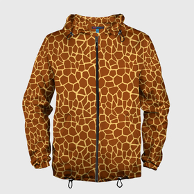Мужская ветровка 3D с принтом Шкура Жирафа (Giraffe) в Кировске, 100% полиэстер | подол и капюшон оформлены резинкой с фиксаторами, два кармана без застежек по бокам, один потайной карман на груди | Тематика изображения на принте: animals | giraffe | safari | zoo | африка | дикая природа | животные | жираф | звери | зоопарк | кожа жирафа | мода | саванна | сафари
