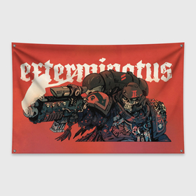 Флаг-баннер с принтом Экстерминатус в Петрозаводске, 100% полиэстер | размер 67 х 109 см, плотность ткани — 95 г/м2; по краям флага есть четыре люверса для крепления | 