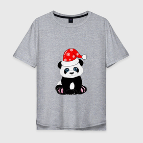 Мужская футболка хлопок Oversize с принтом New Year Panda 2022 в Кировске, 100% хлопок | свободный крой, круглый ворот, “спинка” длиннее передней части | panda | space | космос | медведь | миша | мишка | нг | новый год | панда