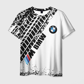 Мужская футболка 3D с принтом BMW | СЛЕДЫ ШИН в Новосибирске, 100% полиэфир | прямой крой, круглый вырез горловины, длина до линии бедер | auto | bmw | drift | germany | logo | mercedes | авто | автомобиль | бимер | бмв | бумер | бэмер | германия | дрифт | лого | логотип | машина | машины | мерс | мерседес | следы | тачка | шины