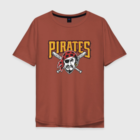 Мужская футболка хлопок Oversize с принтом Pittsburgh Pirates   baseball team в Белгороде, 100% хлопок | свободный крой, круглый ворот, “спинка” длиннее передней части | Тематика изображения на принте: baseball | bat | eye | face | pennsylvania | pirate | pittsburgh | sport | team | usa | бейсбол | бита | глаз | лицо | пенсильвания | пират | питсбург | спорт | сша