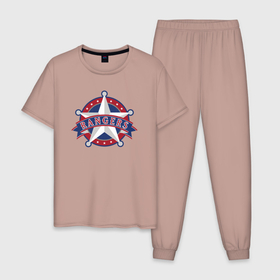 Мужская пижама хлопок с принтом Texas Rangers  baseball team в Петрозаводске, 100% хлопок | брюки и футболка прямого кроя, без карманов, на брюках мягкая резинка на поясе и по низу штанин
 | baseball | rangers | star | team | texas | usa | бейсбол | звезда | рэйнджер | сша | техас