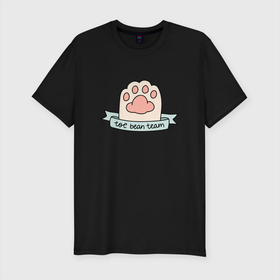 Мужская футболка хлопок Slim с принтом лапка кота в Новосибирске, 92% хлопок, 8% лайкра | приталенный силуэт, круглый вырез ворота, длина до линии бедра, короткий рукав | cat | китюлька | котик | котэ | котэо | лапка | лапкакота | нежность