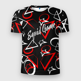 Мужская футболка 3D Slim с принтом Squid Game   кальмар в Белгороде, 100% полиэстер с улучшенными характеристиками | приталенный силуэт, круглая горловина, широкие плечи, сужается к линии бедра | 2021 | squid game | драма | игра в кальмара | триллер | хван донхёк