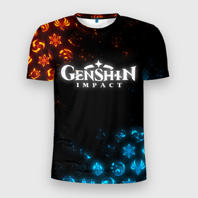 Мужская футболка 3D Slim с принтом GENSHIN IMPACT FIRE SYMBOL HERO GAME | ГЕНШИН ИМПАКТ в Белгороде, 100% полиэстер с улучшенными характеристиками | приталенный силуэт, круглая горловина, широкие плечи, сужается к линии бедра | Тематика изображения на принте: anime | genshin impact | аниме | геншен импакт | геншин импакт | геншин эмпакт | геншинимпакт | игры | персонажи