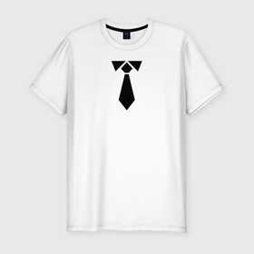 Мужская футболка хлопок Slim с принтом Для онлайн встреч в Санкт-Петербурге, 92% хлопок, 8% лайкра | приталенный силуэт, круглый вырез ворота, длина до линии бедра, короткий рукав | галстук | два в одном | комфортно | мем | прикол | удобно