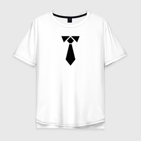 Мужская футболка хлопок Oversize с принтом Для онлайн встреч в Кировске, 100% хлопок | свободный крой, круглый ворот, “спинка” длиннее передней части | галстук | два в одном | комфортно | мем | прикол | удобно