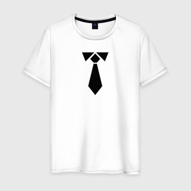 Мужская футболка хлопок с принтом Для онлайн встреч в Петрозаводске, 100% хлопок | прямой крой, круглый вырез горловины, длина до линии бедер, слегка спущенное плечо. | галстук | два в одном | комфортно | мем | прикол | удобно