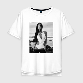 Мужская футболка хлопок Oversize с принтом Невероятная Меган Фокс в Тюмени, 100% хлопок | свободный крой, круглый ворот, “спинка” длиннее передней части | актриса | меган фокс | окридж | сша | теннесси | фотомодель