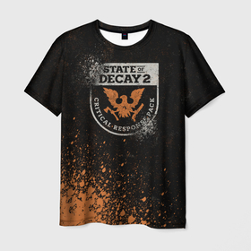 Мужская футболка 3D с принтом State of Decay (Гранж) в Курске, 100% полиэфир | прямой крой, круглый вырез горловины, длина до линии бедер | game | state of decay | zombie | зомби | игра