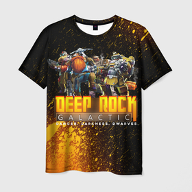 Мужская футболка 3D с принтом Deep Rock Galactic (Герои) в Тюмени, 100% полиэфир | прямой крой, круглый вырез горловины, длина до линии бедер | Тематика изображения на принте: deep rock | deep rock galactic | galactic | rock | игра